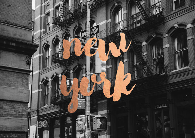 Manhattan Streetscape Cursive New York
