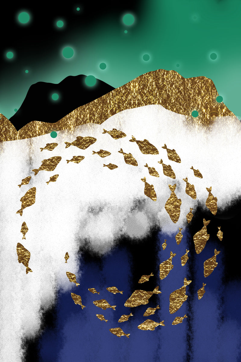 Golden Vortex under an Emerald Sky