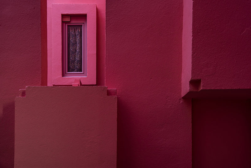 Monochromatic Deep Magenta Architectural Facade