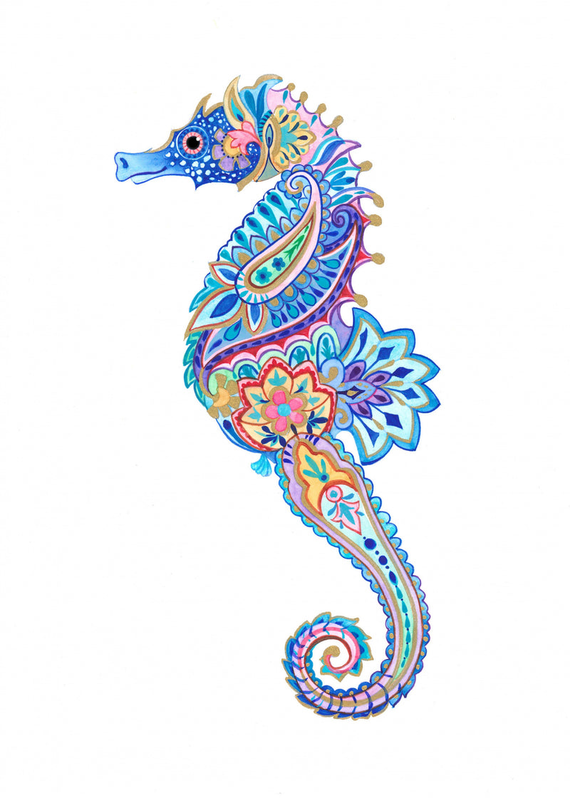 Paisley Seahorse Marine Illustration