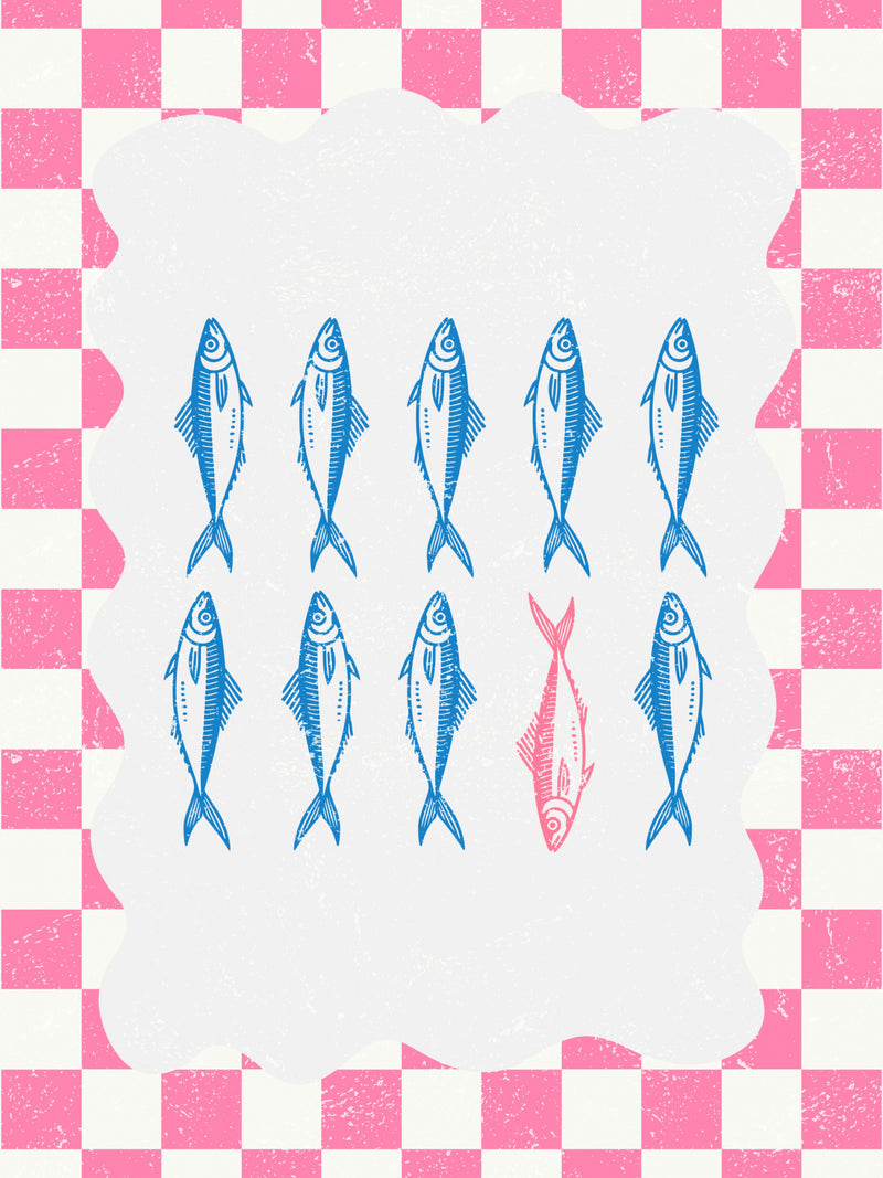 Pink Checkerboard Sardine School