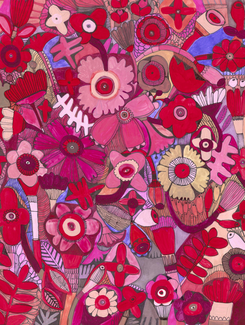 Vibrant Fuchsia Garden Floral Mosaic
