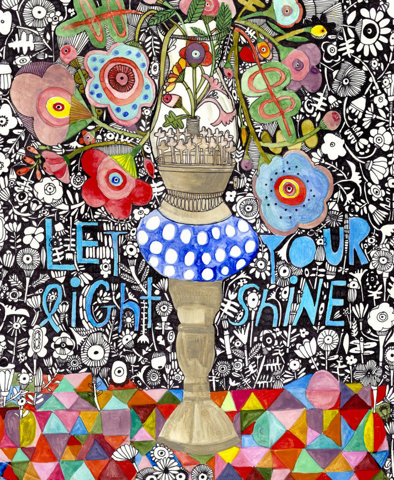 Let Your Light Shine Whimsical Floral Illustration