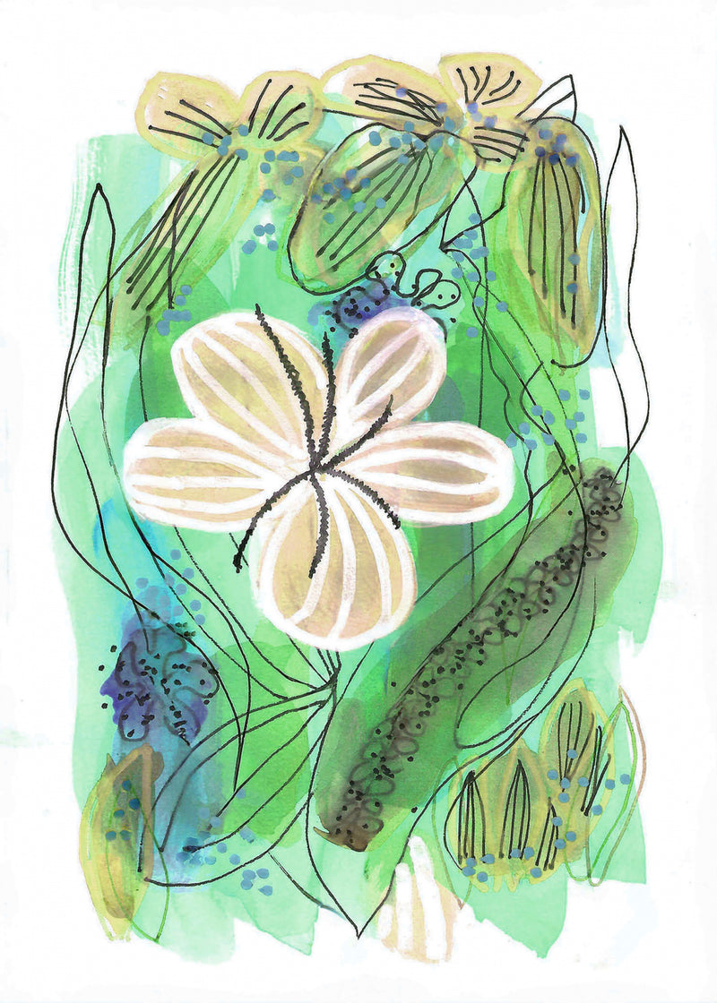 Abstract Mint Green Botanical Line Art