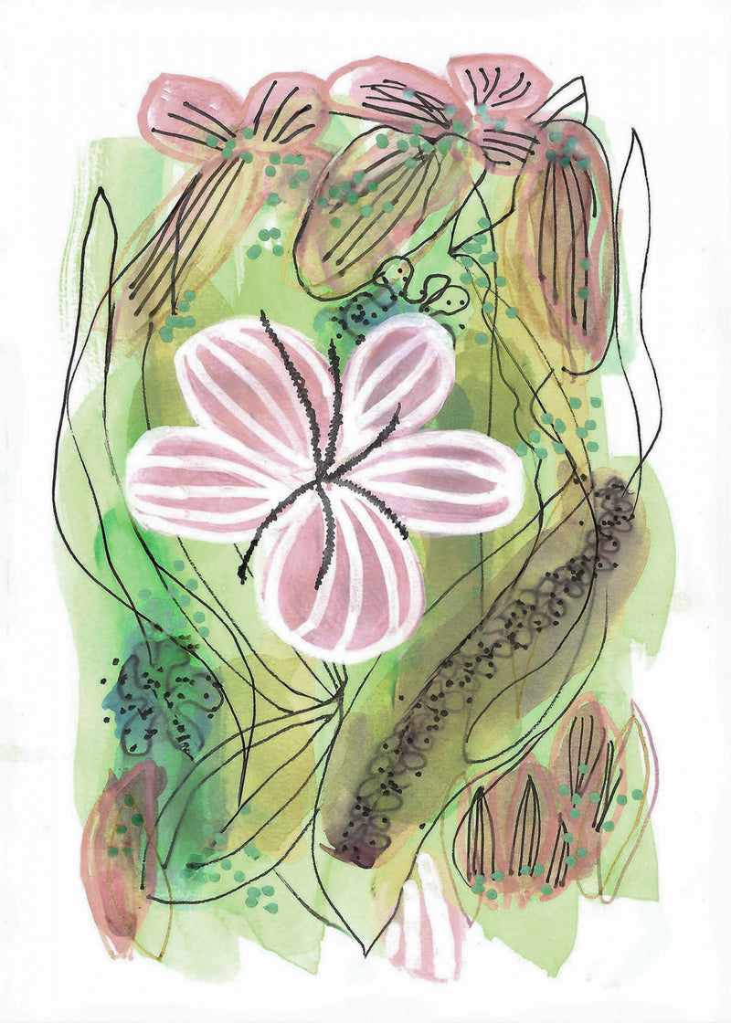 Abstract Pink Petal Garden Sketch