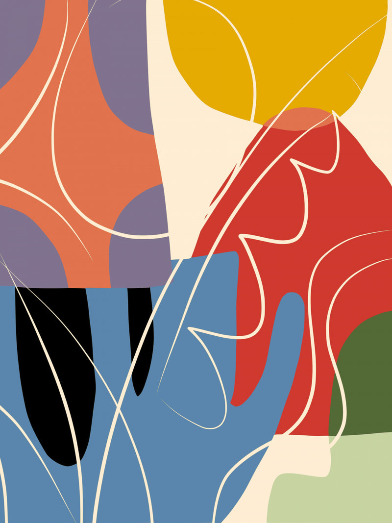 Geometric Botanical Abstract Shapes Composition