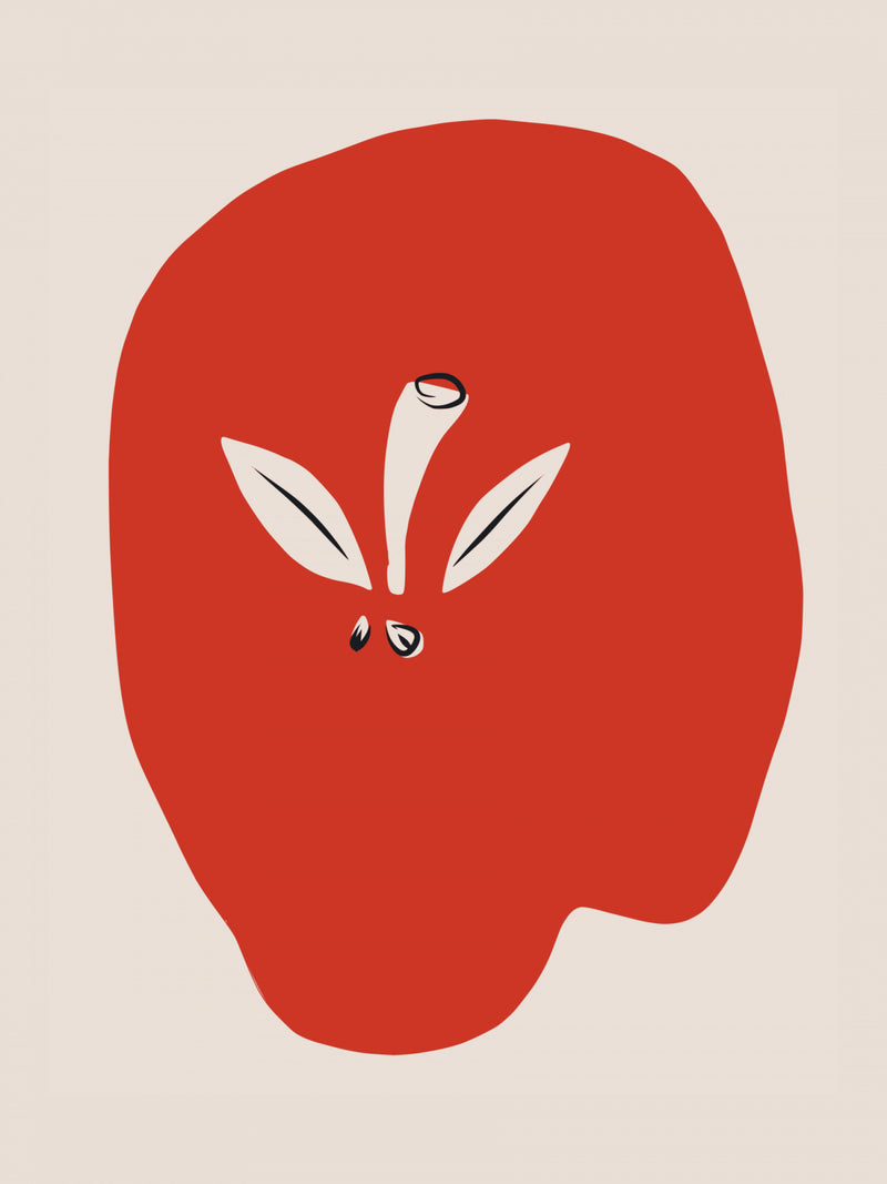 Minimalist Red Apple Abstract Illustration