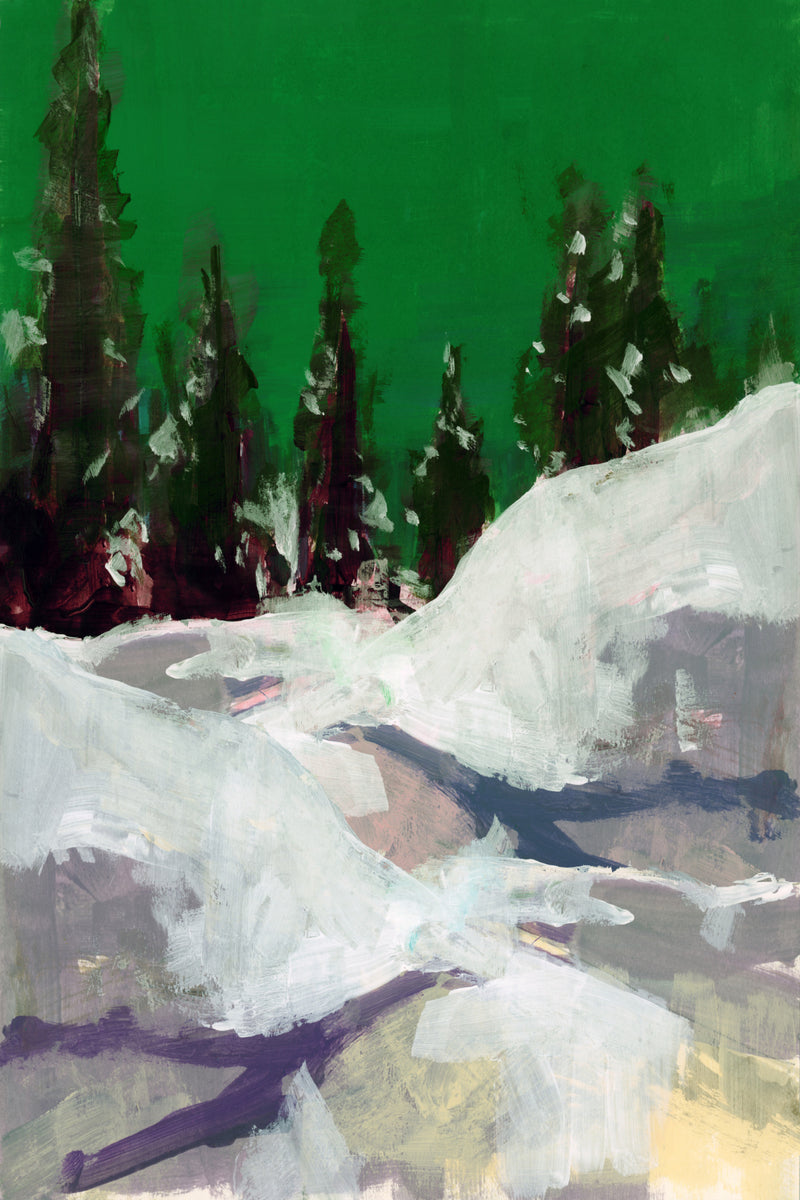 Evergreen Forest Winter Landscape Painting