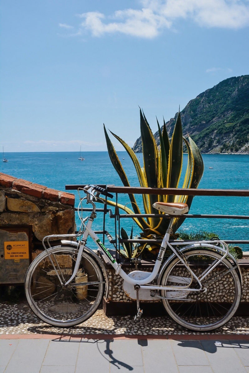 Coastal Italian Riviera Bicycle Scene