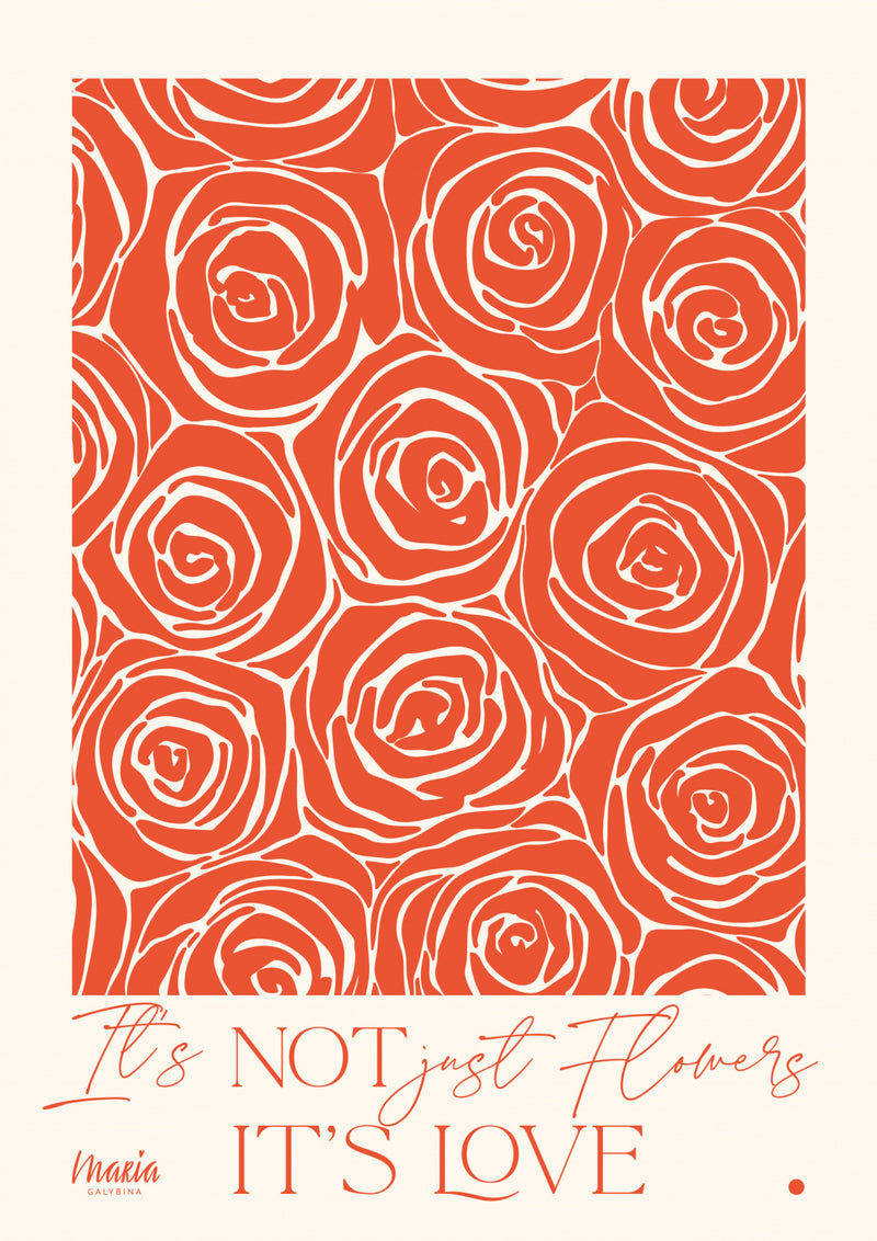 Red Rose Botanical Typography Poster