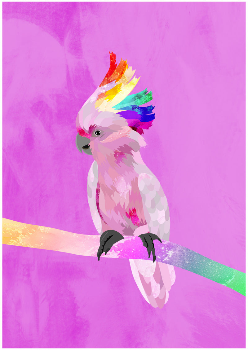Vibrant Rainbow Crest Cockatoo Watercolor Portrait