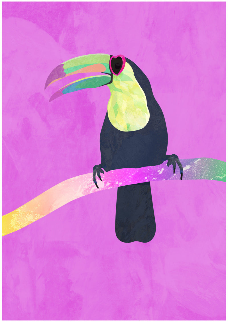 Vibrant Tropical Toucan Perched on Colorful Branch