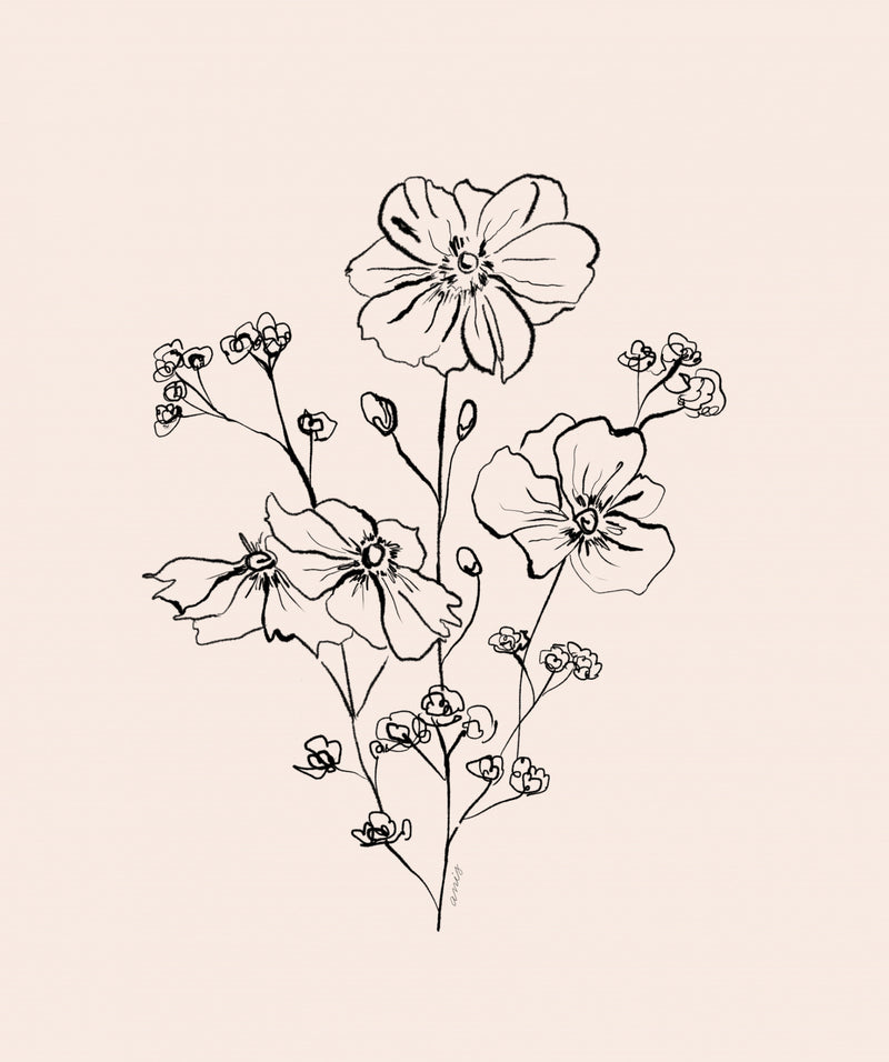 Minimalist Botanical Line Art Bouquet