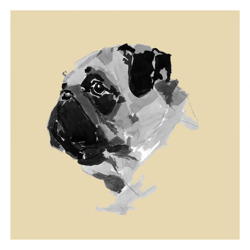 Minimalist Pug Profile Illustration in Muted Tones