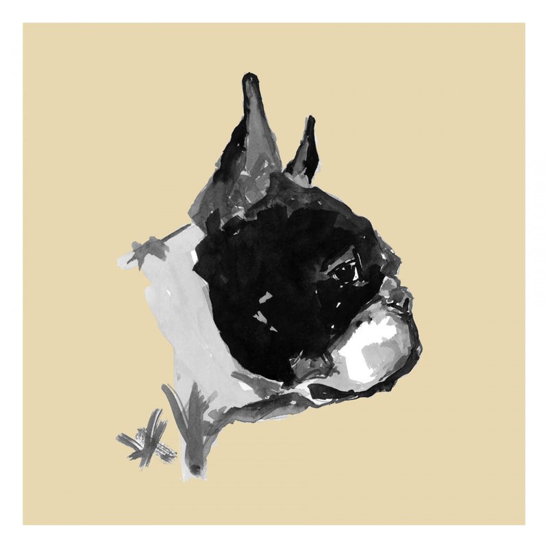 Minimalist Boston Terrier Illustration in Neutral Tones