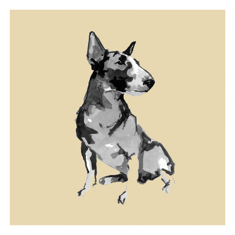 Minimalist Bull Terrier Illustration in Sepia