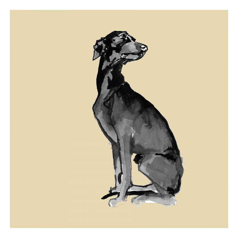 Minimalist Doberman Portrait in Ink