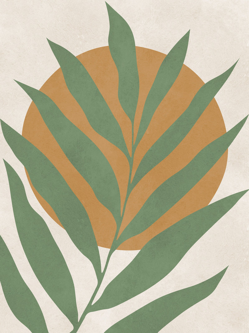 Minimalist Botanical Fern and Golden Circle
