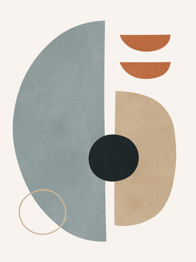 Minimalist Geometric Shapes in Muted Blue and Terracotta