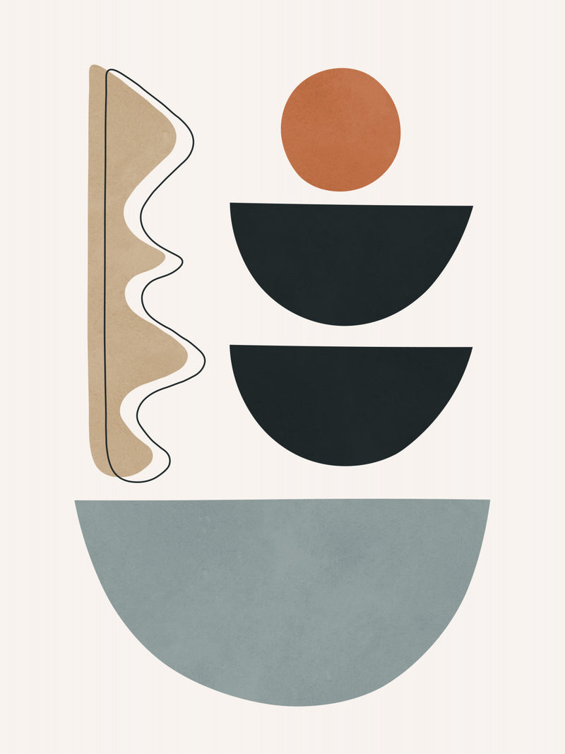 Minimalist Mid-Century Geometric Balance Art