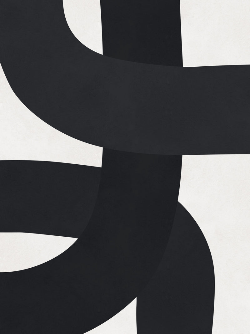 Minimalist Black Intertwining Curves Abstract